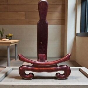 Vintage Wood Oriental Plate Holder Table Top Easel Display Stand